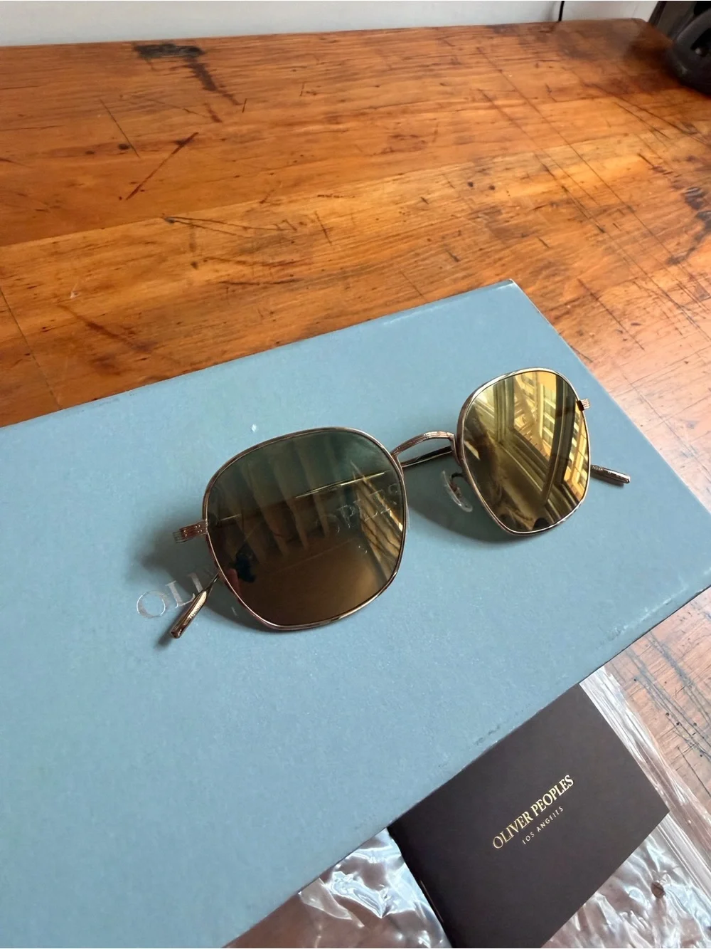 Oliver Peoples Adès Sunglasses OV1307ST Gold Titanium Frame Lenses G15 Goldtone